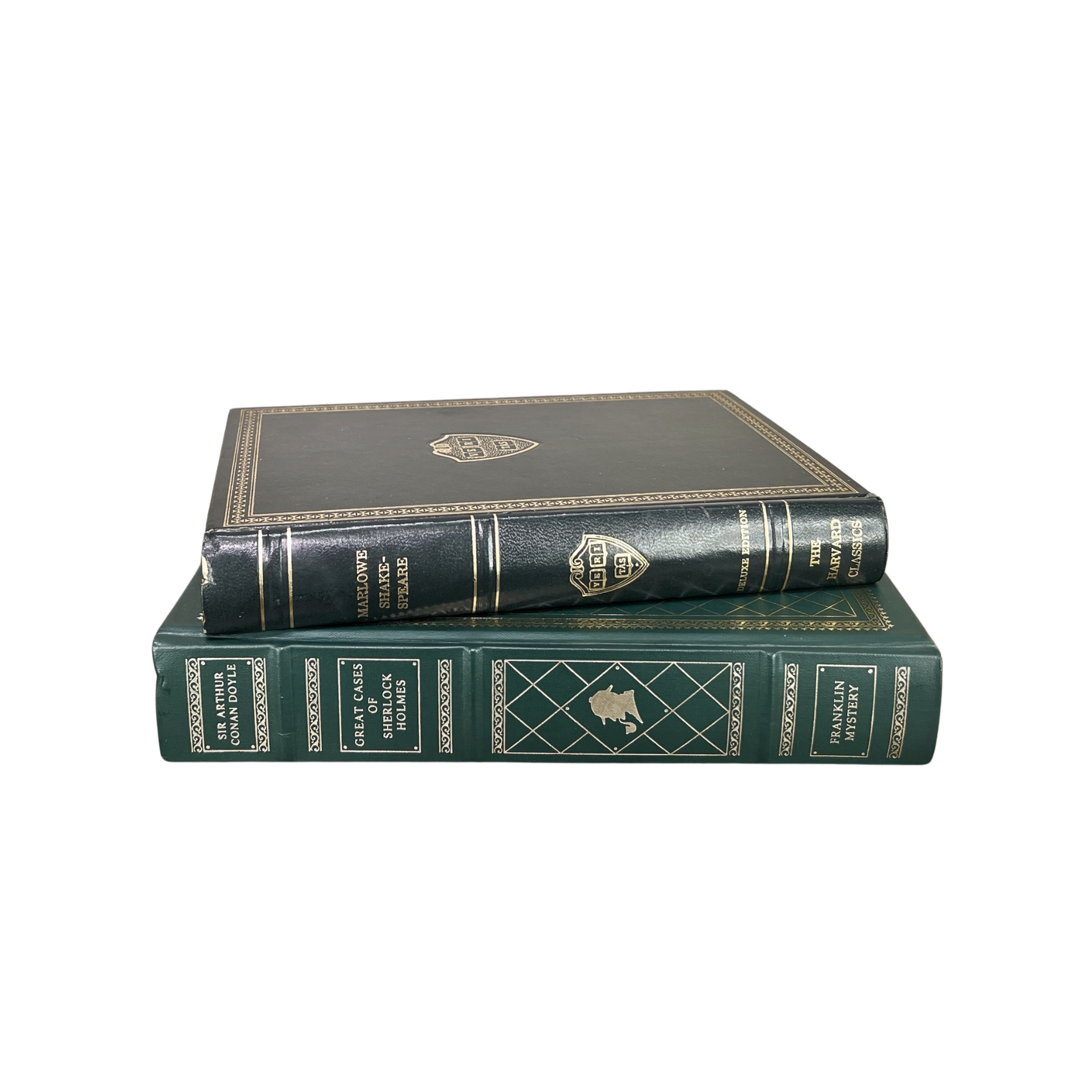 Dark Green Gilded Books — Set of Two
