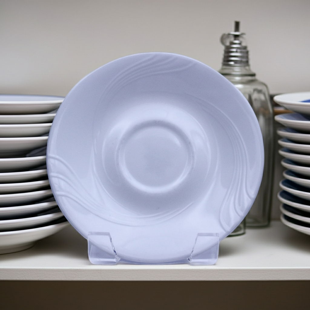 Vintage Corelle Windward White Saucer, Embossed Swirl, 6 1/8"