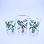 Set aus 3 handbemalten Holly Hurricanes mit goldfarbenem Rand – Originalverpackung