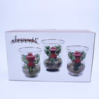Set aus 3 handbemalten Holly Hurricanes mit goldfarbenem Rand – Originalverpackung