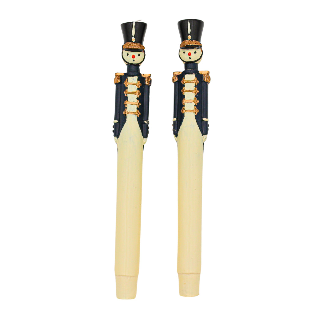 Navy Blue Royal Guard Candles - Hand-Painted Pair