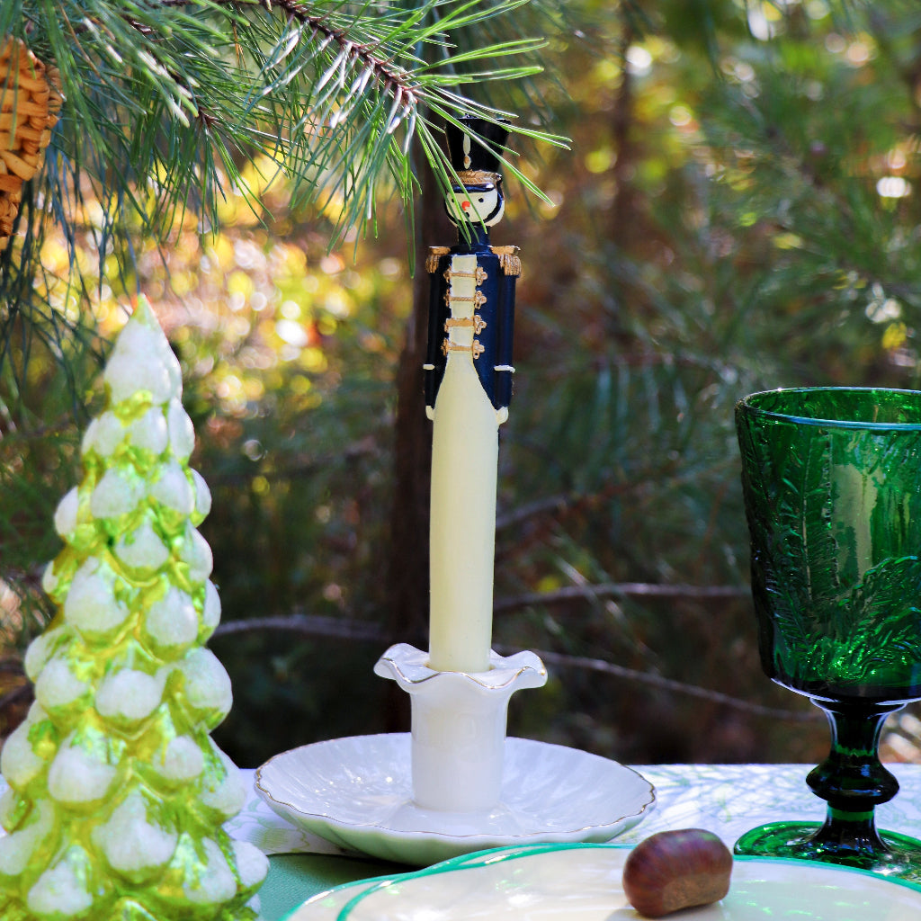 Navy Blue Royal Guard Candles - Hand-Painted Pair