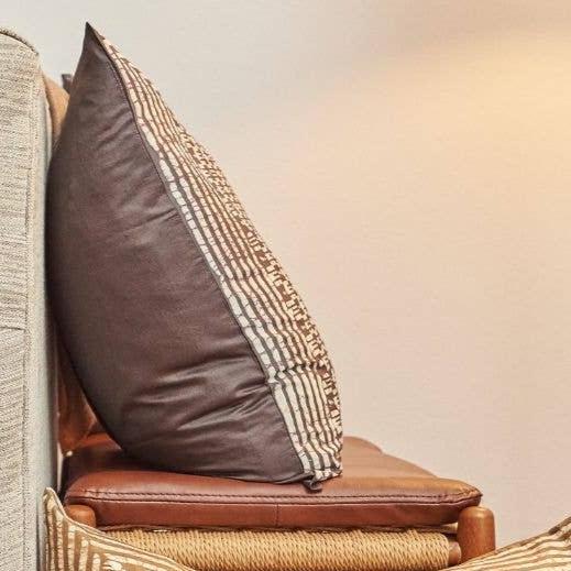 Haven Silk Pillow — Charcoal & White