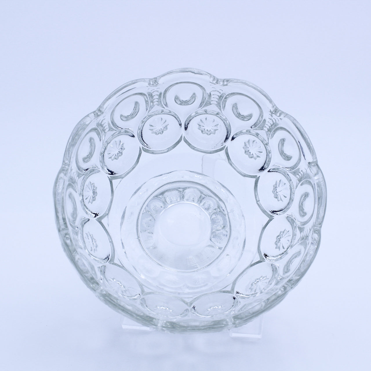 L.E. Smith Moon & Star Clear Glass Pedestal Dish – 6"