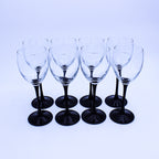 8er Set Luminarc Domino Gläser – Vintage Schwarzstiel Wein- & Wasserpokale