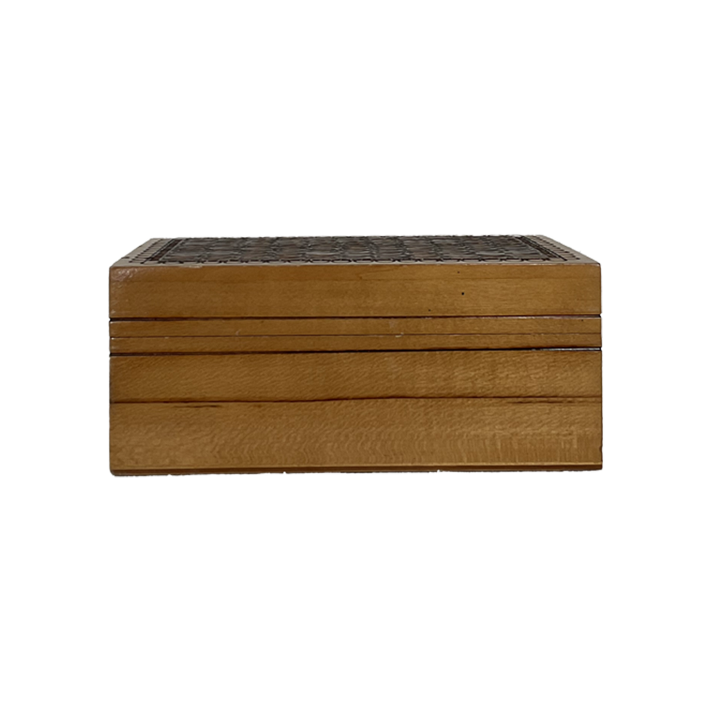 Aged Wood Carved Lid Box