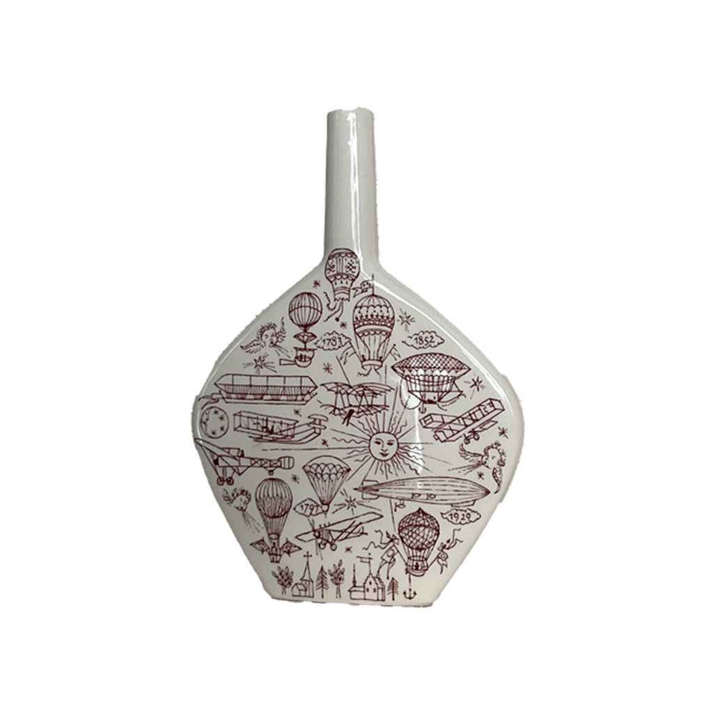 Ceramic Vase with Burgundy Design