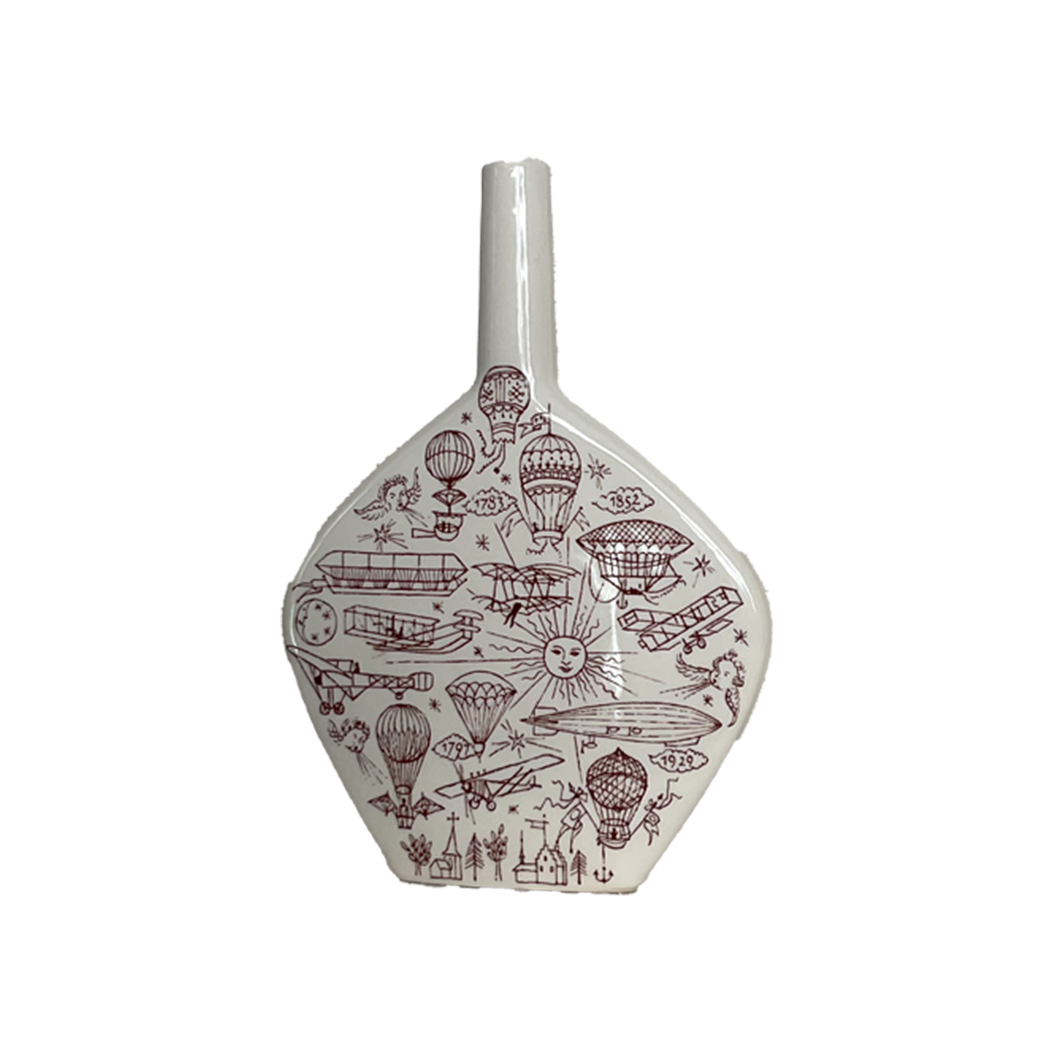 Ceramic Vase with Burgundy Design