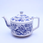 Sadler Blue Onion gerippte Keramik-Teekanne – Staffordshire, England