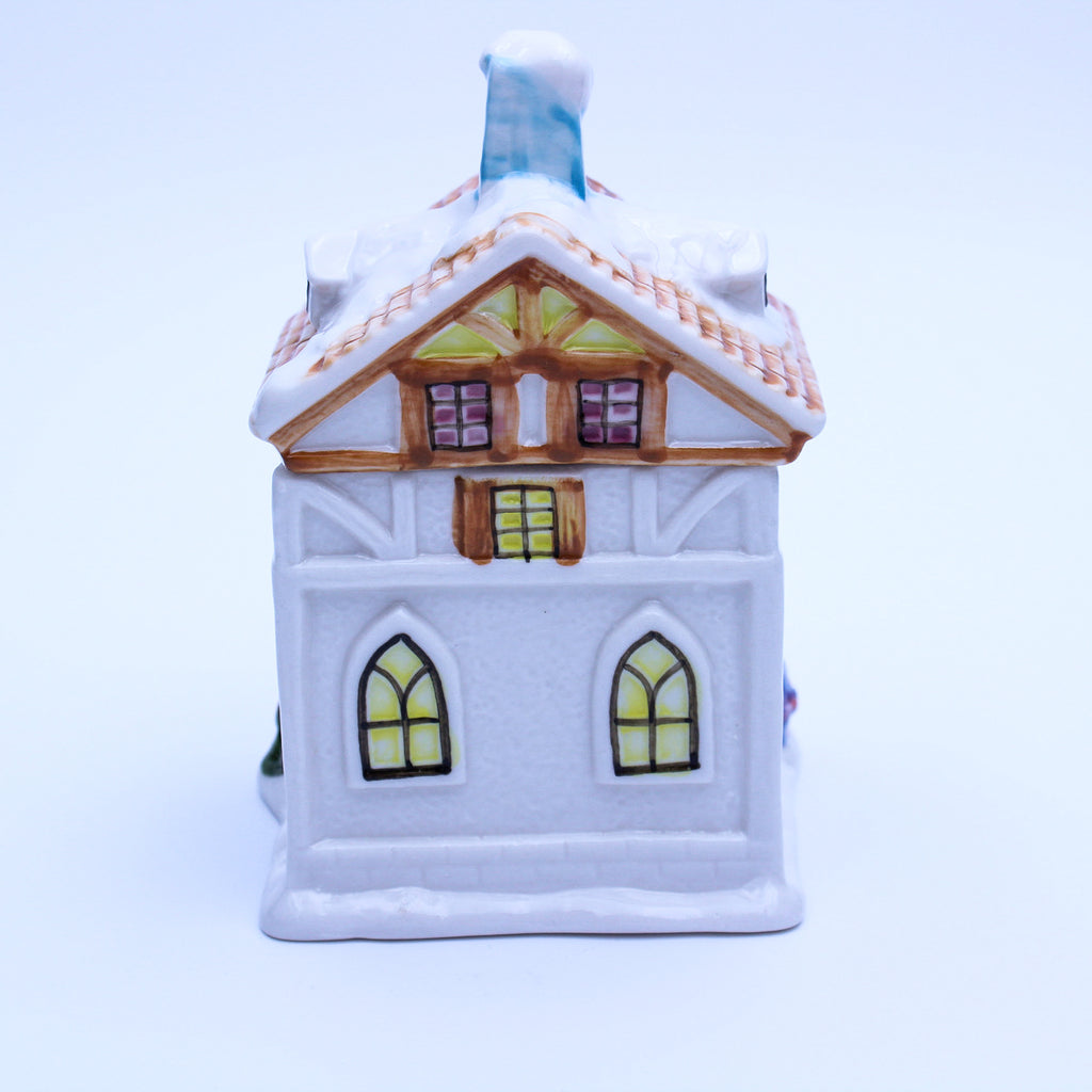 Houston Harvest Ceramic Christmas Cottage Teapot with Tea Caddy