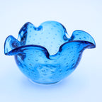 Murano Bullicante Blaue Kunstglas Aschenschale / Dekoschale 12,7 cm