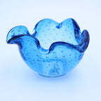 Murano Bullicante Blaue Kunstglas Aschenschale / Dekoschale 12,7 cm