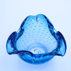 Murano Bullicante Blaue Kunstglas Aschenschale / Dekoschale 12,7 cm