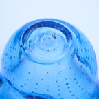 Murano Bullicante Blaue Kunstglas Aschenschale / Dekoschale 12,7 cm