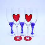 Ensemble de verres à champagne mixtes Kosta Boda & Randsfjord – Peints à la main et cobalt