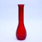 Vintage gerippte Glas-Vase, rubinrot, 21,5 cm