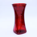 Ruby Red Hexagonal Glass Vase 8.5"