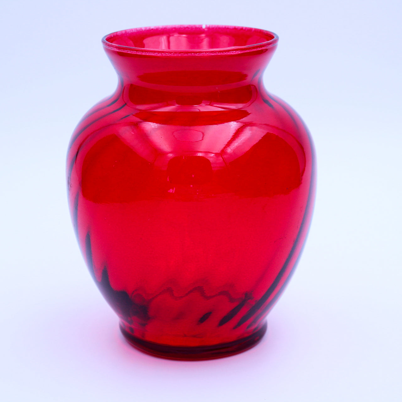 Cranberry Swirl Art Glass Vase