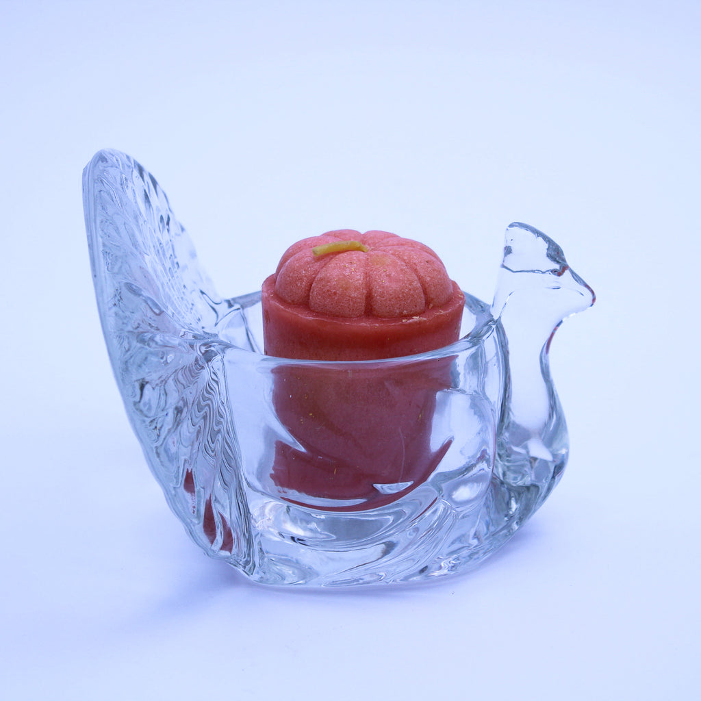 Vintage 1979 AVON Clear Pressed‑Glass Turkey Tealight