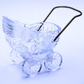 German 24% Lead Crystal Baby Carriage with Brass Handle & Bear Motif
