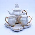 Hand‑Painted Teapot Set with Tray, Creamer & Sugar Bowl