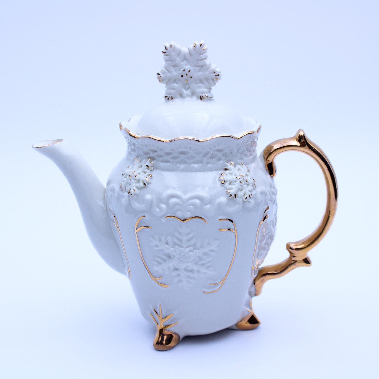 Hand‑Painted Teapot Set with Tray, Creamer & Sugar Bowl