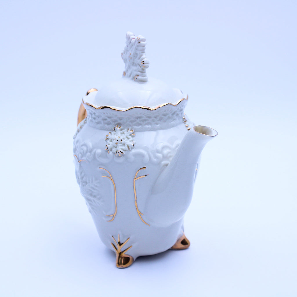 Hand‑Painted Teapot Set with Tray, Creamer & Sugar Bowl