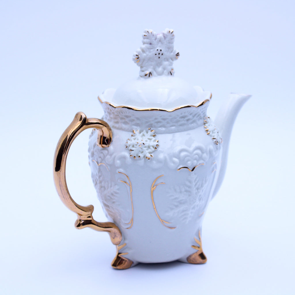 Hand‑Painted Teapot Set with Tray, Creamer & Sugar Bowl