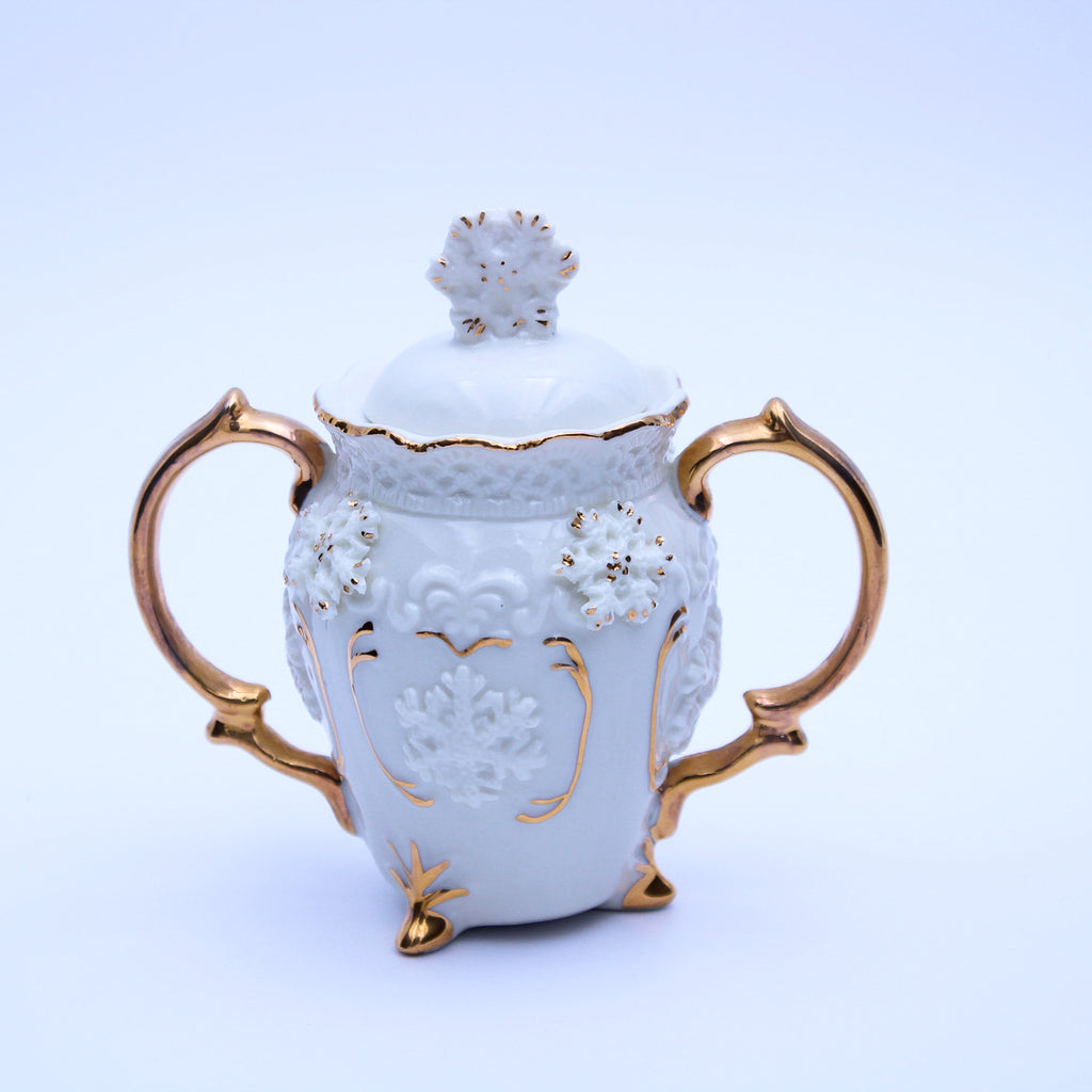 Hand‑Painted Teapot Set with Tray, Creamer & Sugar Bowl