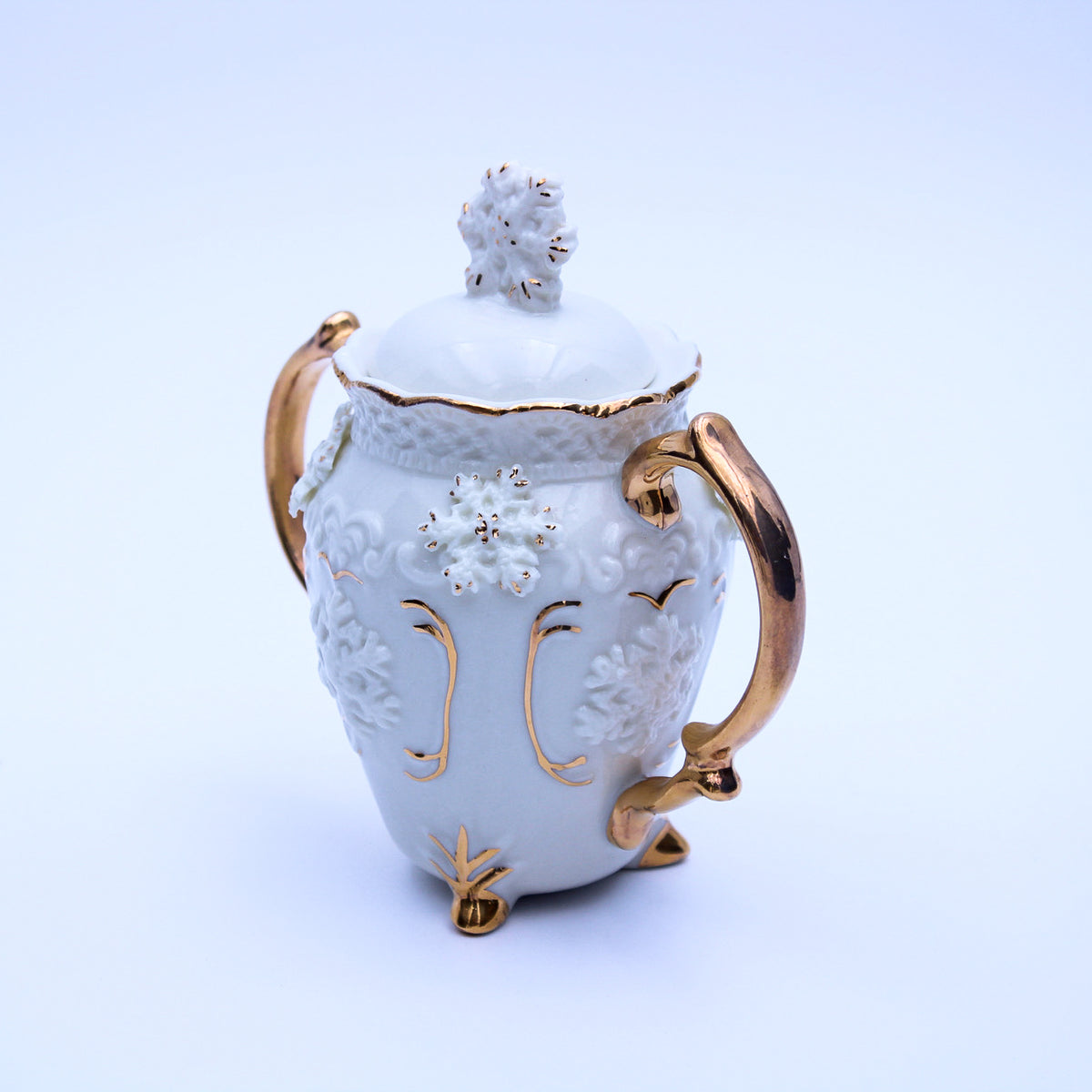 Hand‑Painted Teapot Set with Tray, Creamer & Sugar Bowl