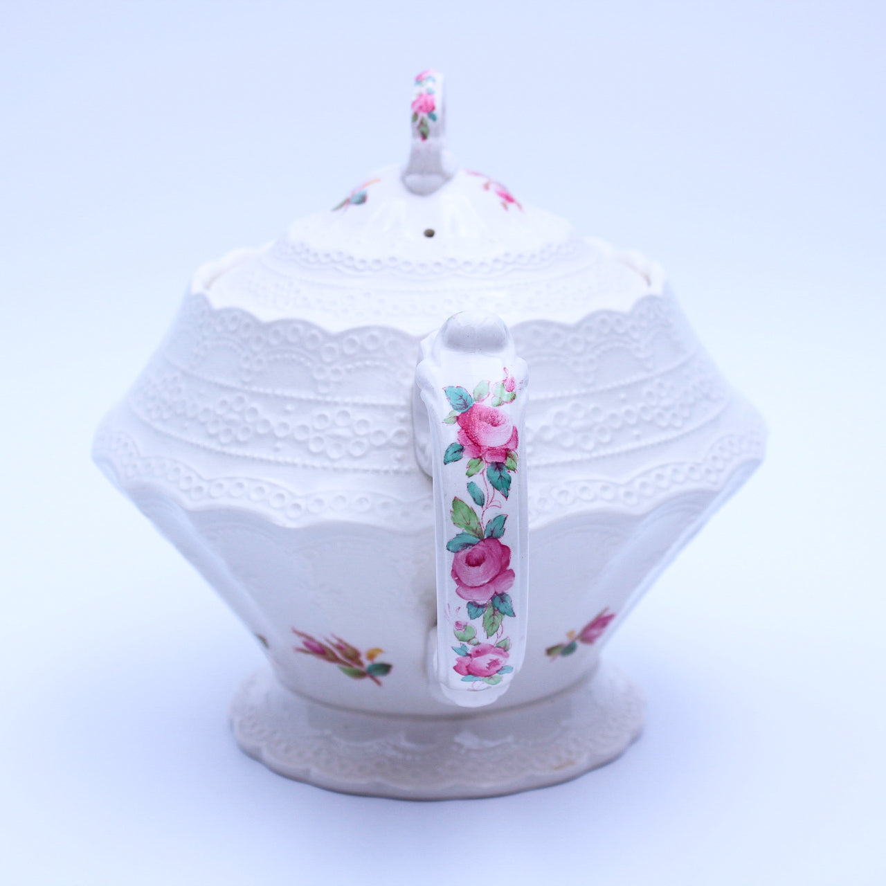 Spode Copeland “Moss Rose” Pink Rose Teapot 6.5"