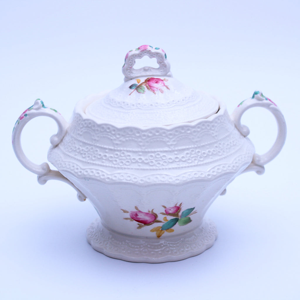 Spode Jewel Moss Rose Sugar Bowl & Creamer Set