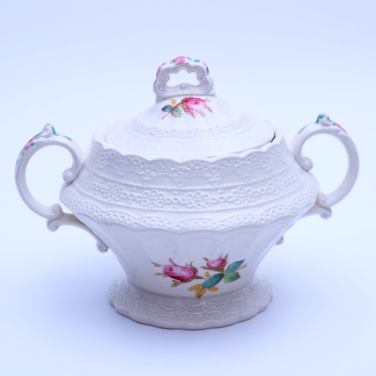 Spode Jewel Moss Rose Sugar Bowl & Creamer Set