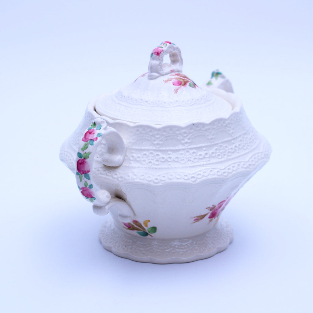 Spode Jewel Moss Rose Sugar Bowl & Creamer Set
