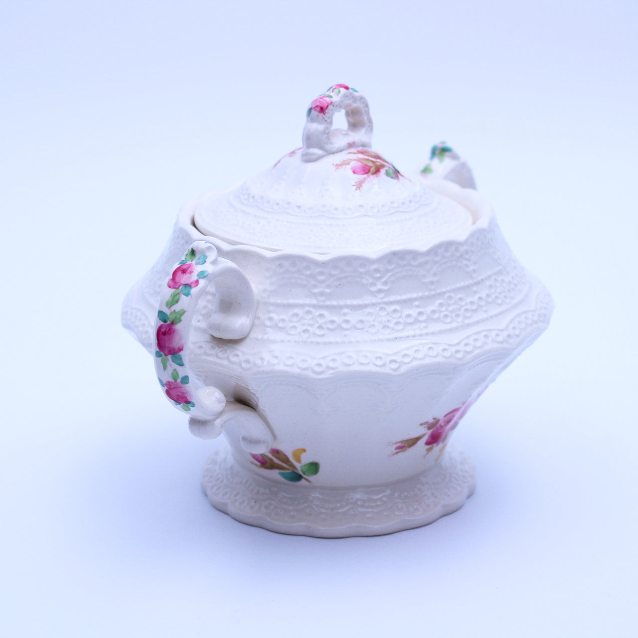 Spode Jewel Moss Rose Sugar Bowl & Creamer Set