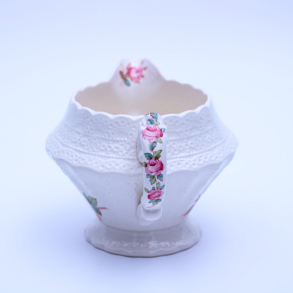 Spode Jewel Moss Rose Sugar Bowl & Creamer Set