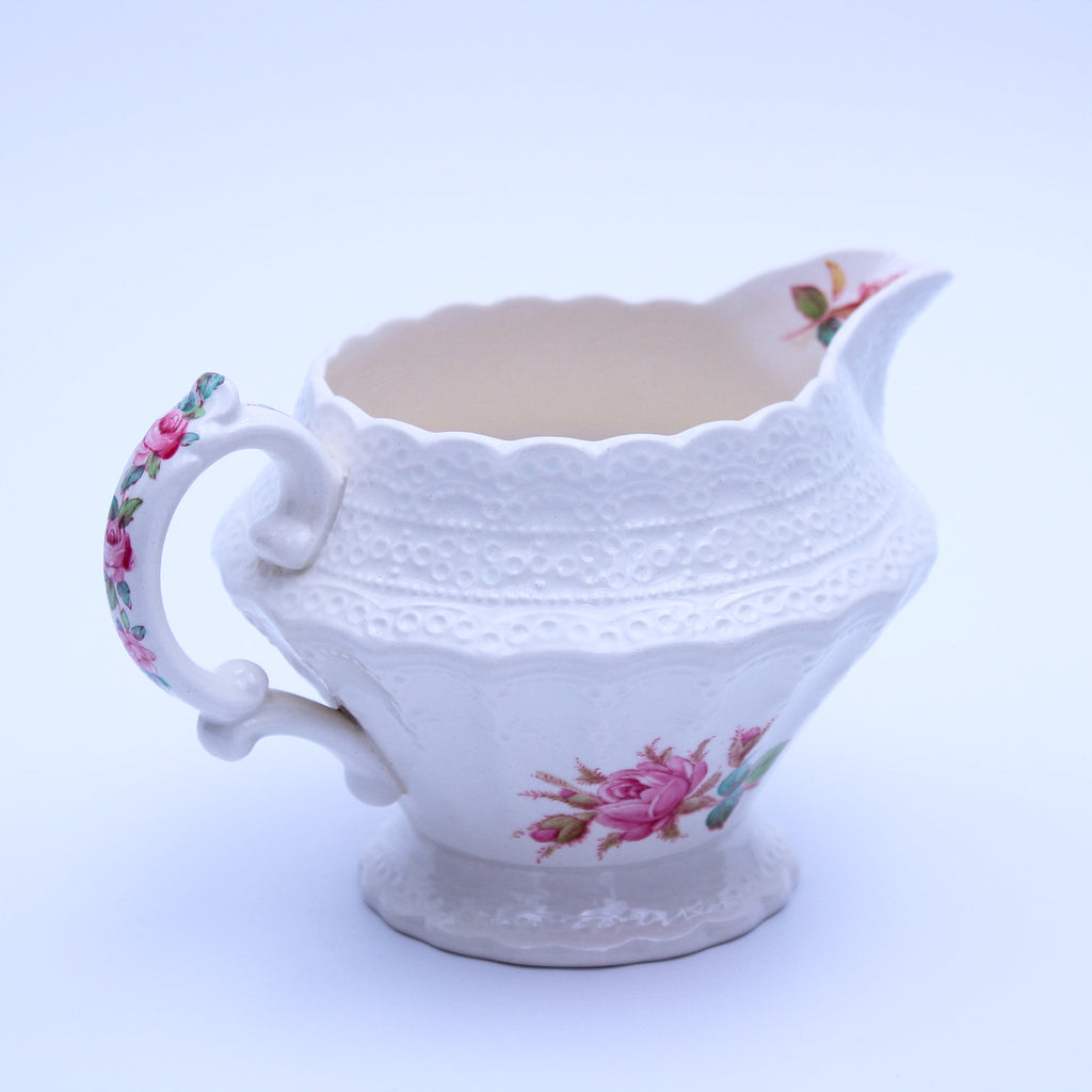 Spode Jewel Moss Rose Sugar Bowl & Creamer Set