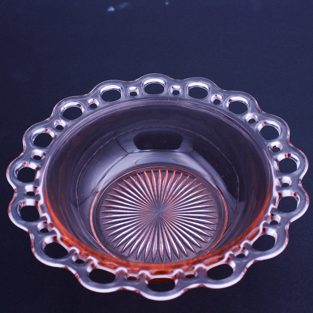 Plat de service en verre rose dépression Old Colony Anchor Hocking 24 cm