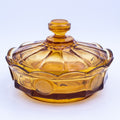 Fostoria Amber American Coin Glass Candy Dish with Lid 6"