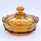 Fostoria Amber "American Coin" Glass-Bonbondose mit Deckel 6"