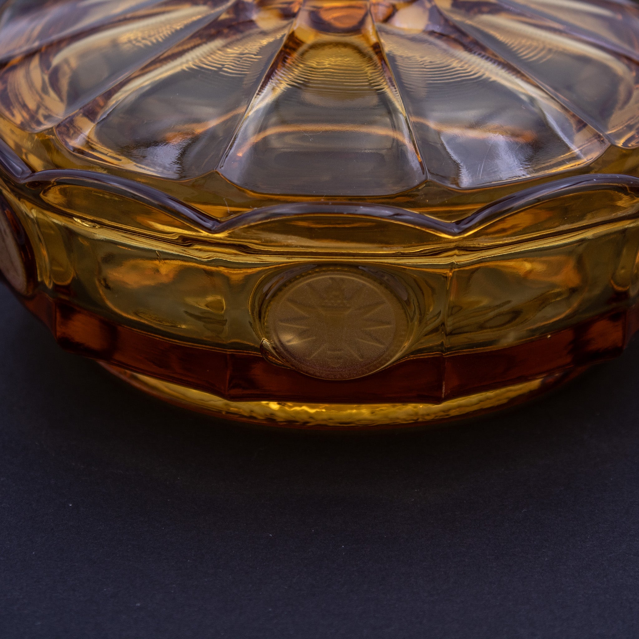 Fostoria Amber American Coin Glass Candy Dish with Lid 6"