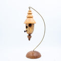 Hand‑Turned Wood Birdhouse Ornament with Stand 13.5"