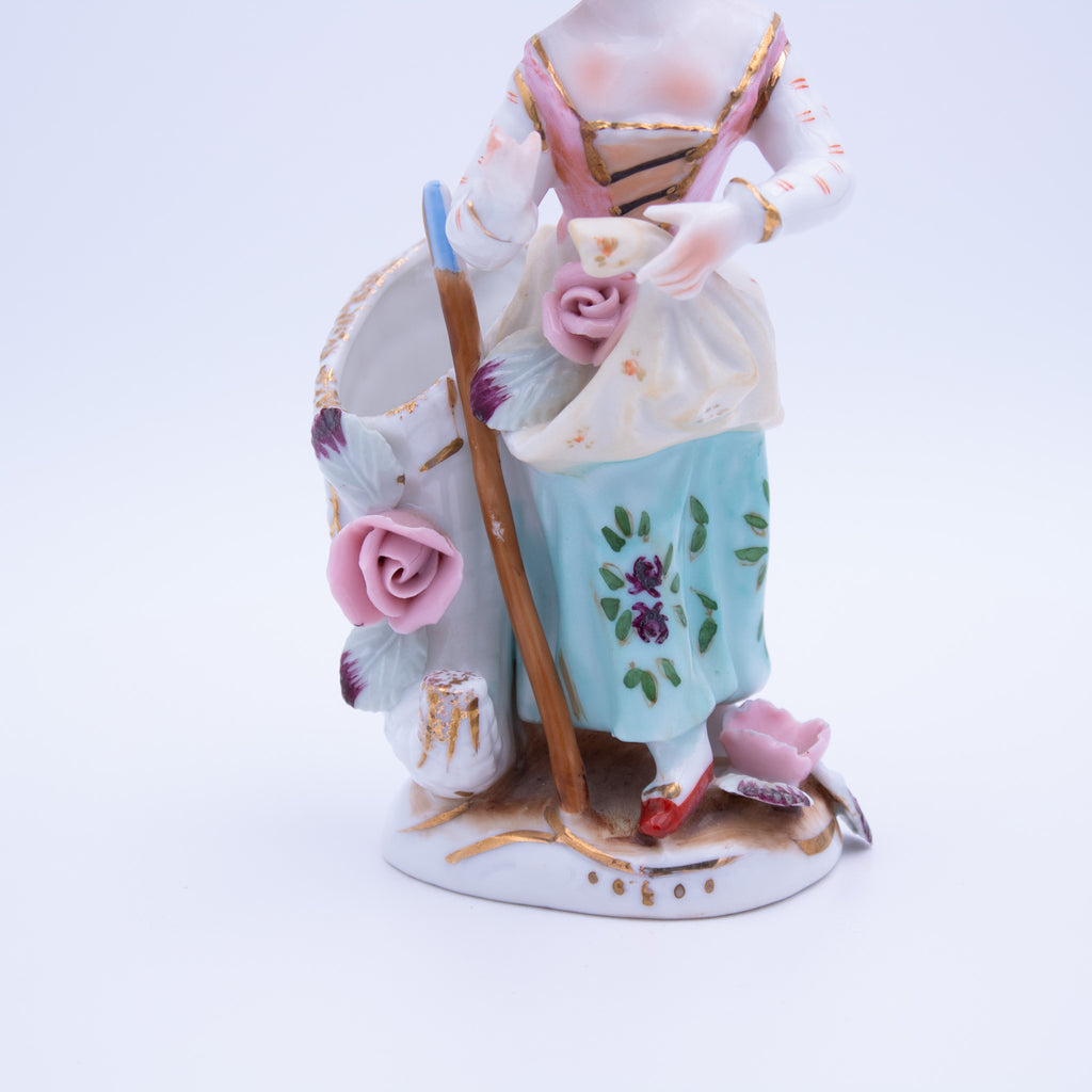 UCAGCO Ceramic Girl Figurine with Walking Stick 6.5"