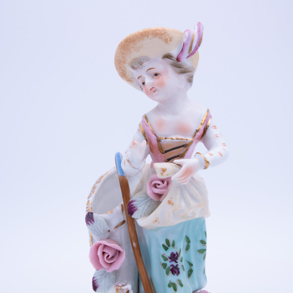 UCAGCO Ceramic Girl Figurine with Walking Stick 6.5"
