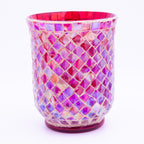 Mosaikglas Teelichthalter Rot oder Tischvase 2er Set