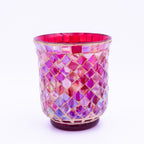 Mosaikglas Teelichthalter Rot oder Tischvase 2er Set