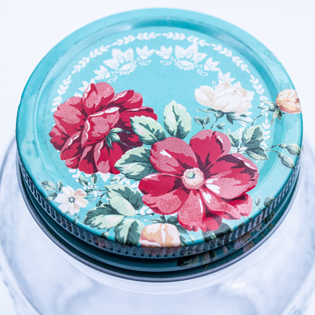 Lot de bocaux de rangement Pioneer Woman avec couvercles en métal à motif floral