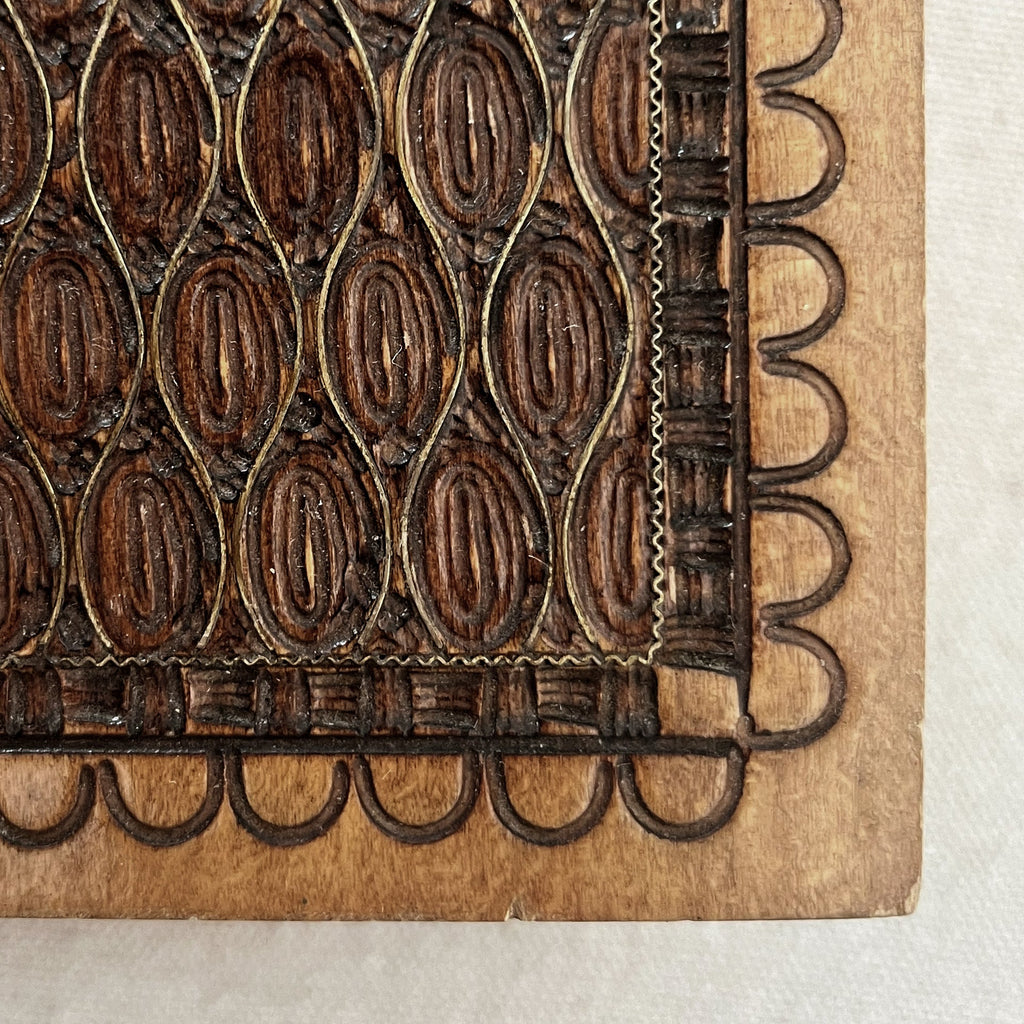 Aged Wood Carved Lid Box