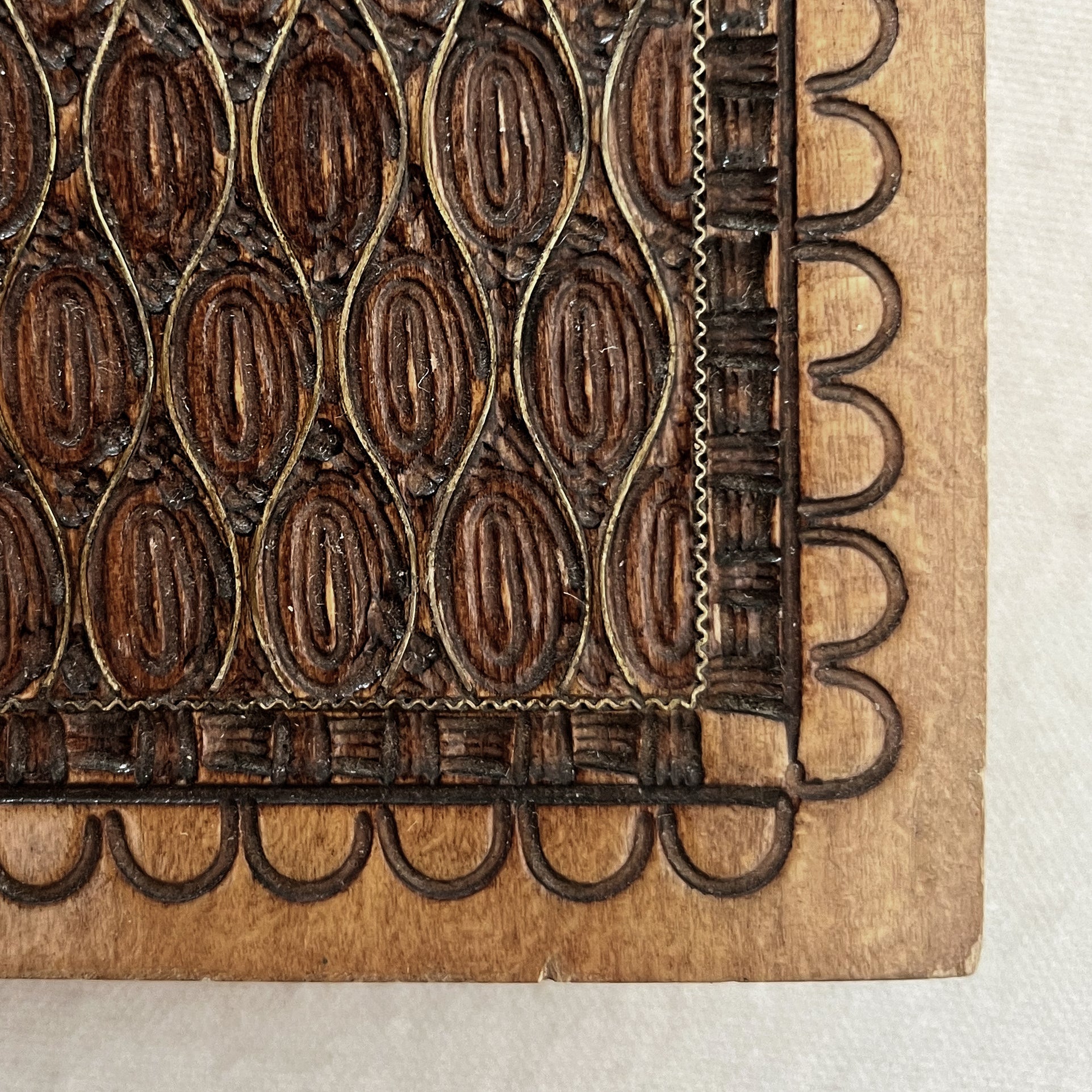 Aged Wood Carved Lid Box