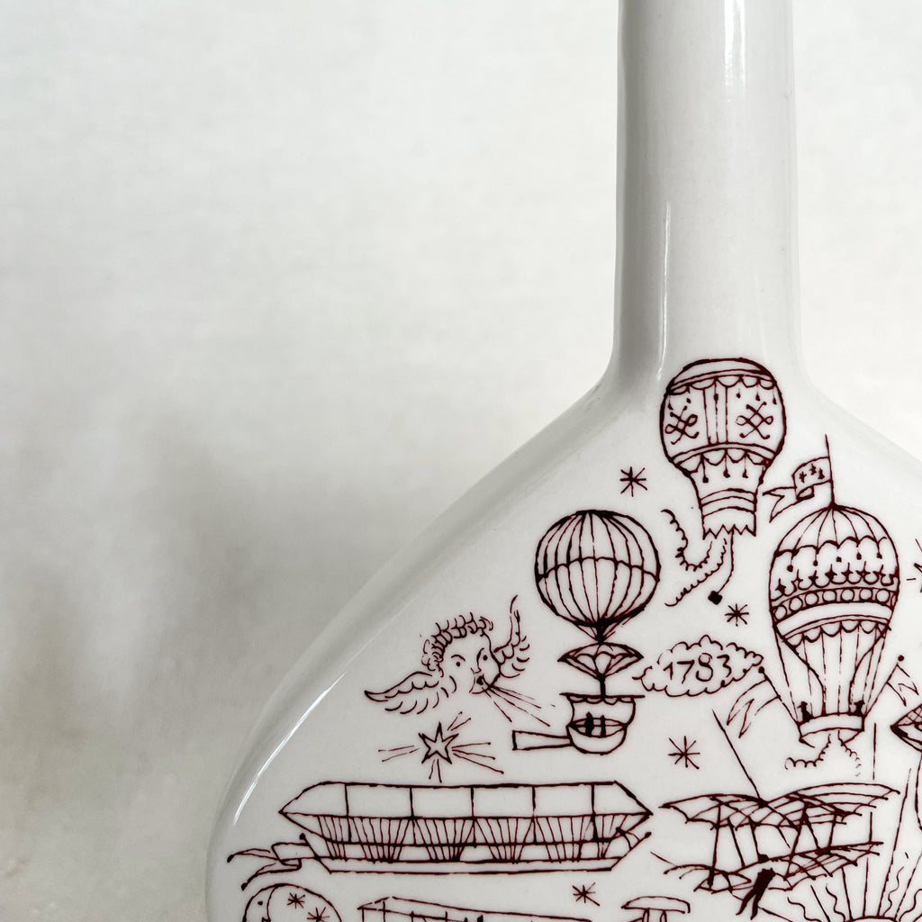 Ceramic Vase with Burgundy Design